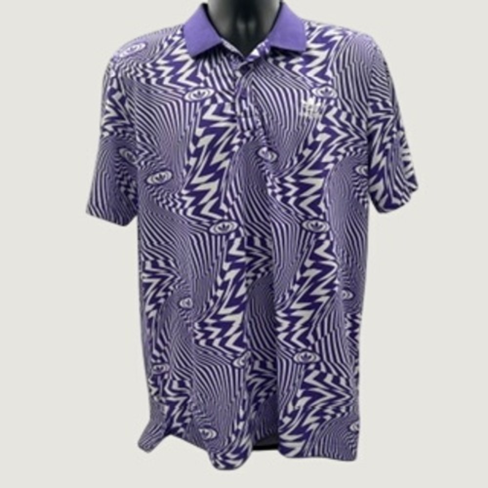 Adidas Originals Purple Psychedelic Optical Illusion Polo Shirt HR6270‎ Mens XL